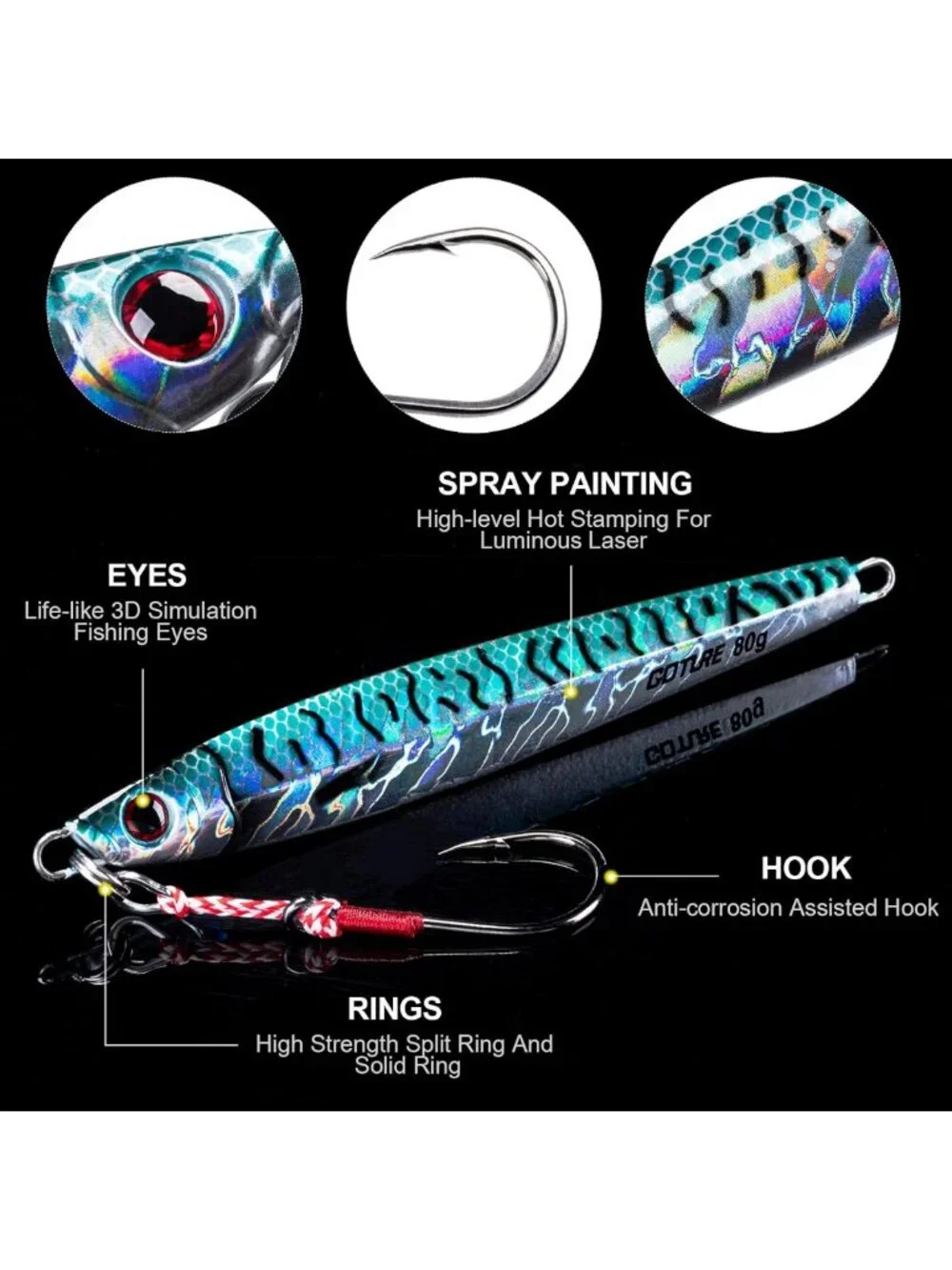Saltwater Fishing Jigs 60g-200g | Vertical Jigs with Assist Hook for Deep Sea